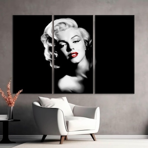 3-Panel Art, Marilyn Monroe Canvas, Classic Movie Stars, Canvas Wall Art, Marilyn Monroe Pop Art, Modern Wall Art on CANVAS Ready to Hang.
