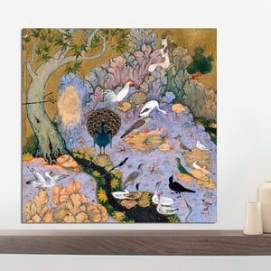 Persian Art, Concourse of The Birds Canvas, Print of Traditional Persian Miniature Painting, Bird Wall Art, Home Decor, CANVAS Ready to Hang