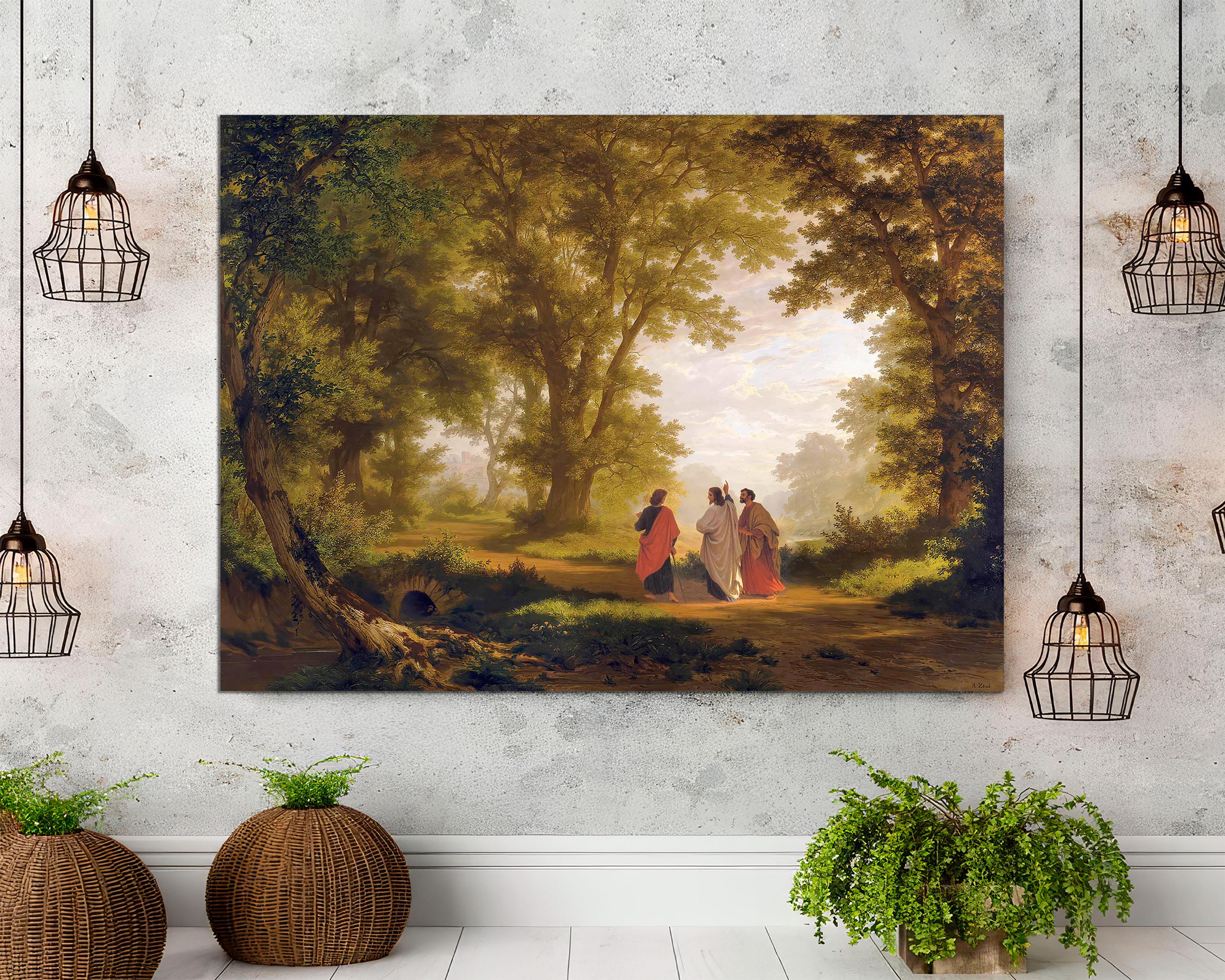 【ラプンツェル様用】RAINWILL / Canvas Road to Emmaus Canvas Art Print, Vintage Jesus, Catholic Home