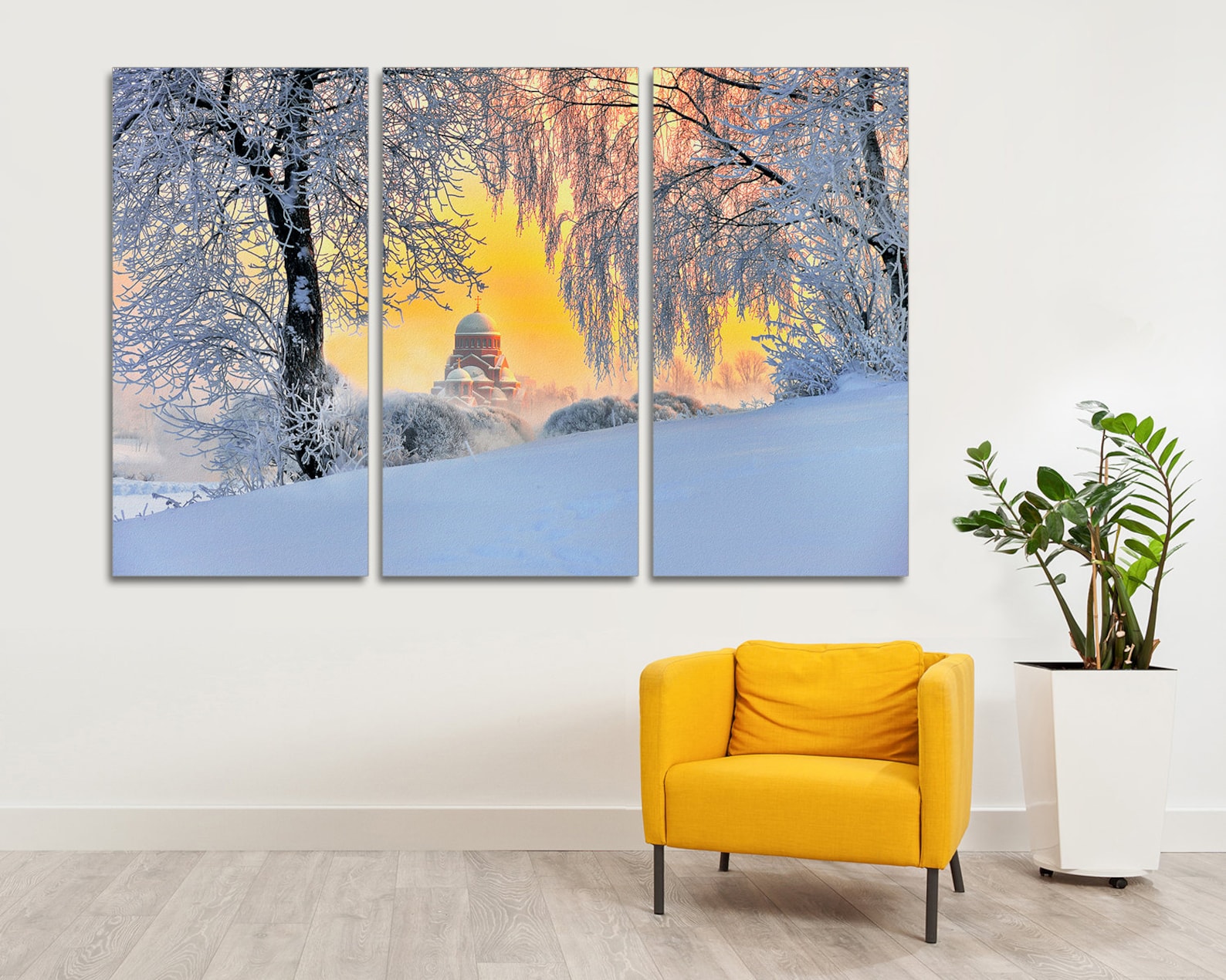 3 Panel Split Wall Art Canvas Print Winter Snow Sunset Etsy