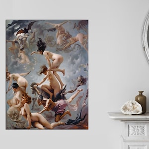 Luis Ricardo Falero, Witches going to their Sabbath -Stunning Framed Canvas Art Print, Bespoke Artwork Picture Gallery Wrapped Ready To Hang