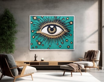 All Seeing Eye Canvas Print, Art Nouveau, Esoteric Wall Art