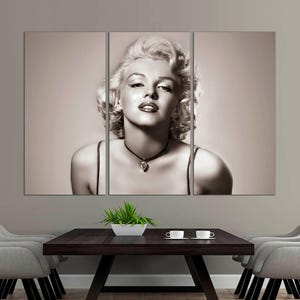 3-Panel Canvas, Marilyn Monroe Wall Art, Marilyn Monroe, Hollywood Legend Art, Cinema, Music, Dance, Marilyn Monroe on CANVAS Ready to Hang.