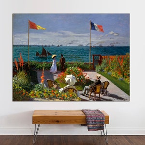 Claude Monet, Garden at Sainte, Wall Art, Madame Monet Art Canvas, Monet print, Monet wall art, Monet Poster Art on CANVAS Ready to Hang.