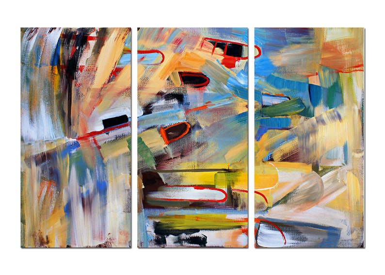 3 Panel Canvas Split Modern Abstract painting fine art giclee Etsy.de