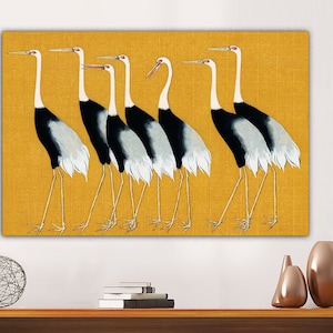 Japanese Crane painting Art print, Crane Canvas Art Cranes, Vintage Japanese Canvas, Antique Asian Canvas Art, Bird painting, Ready to Hang.