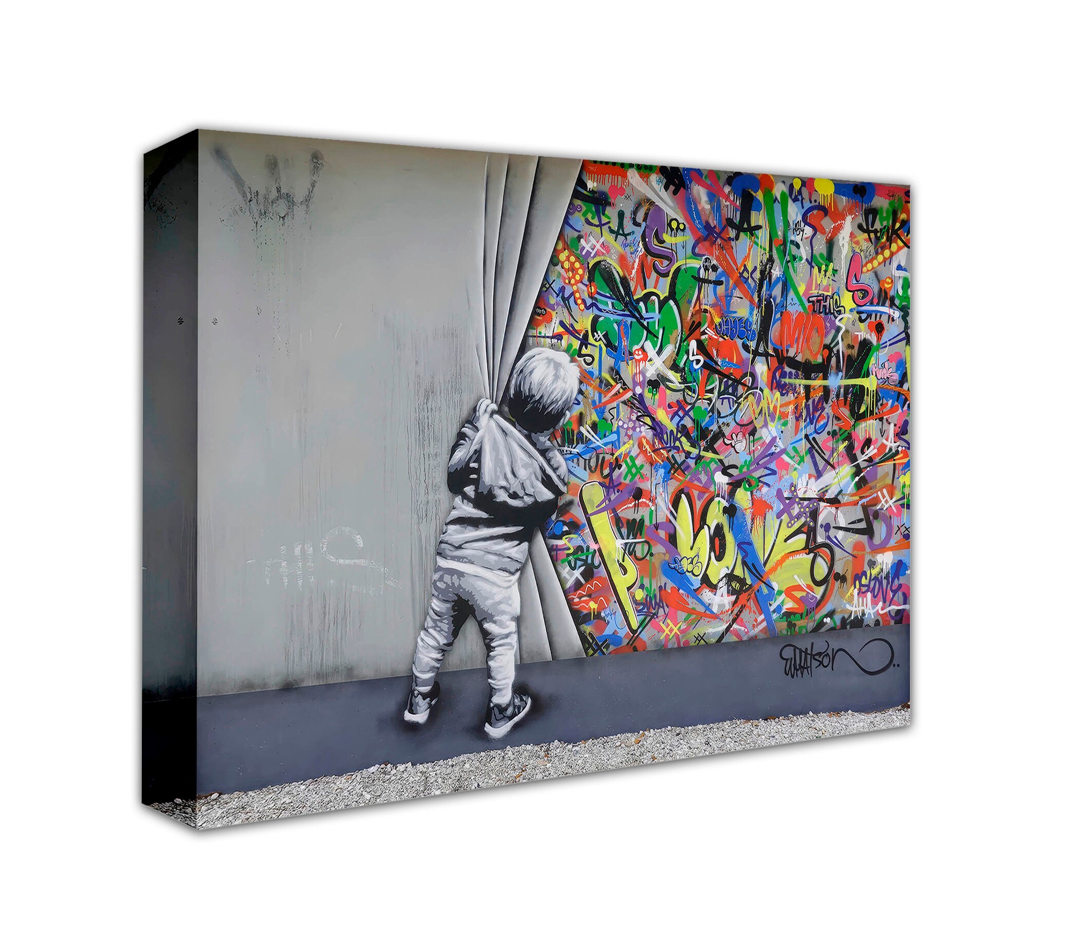 【2枚セット】snipe1 プリント作品 グラフィティ banksy dolk Banksy Behind the Curtain Canvas Print, Graffiti Art, Ready to