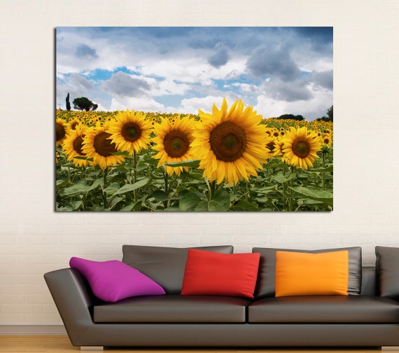 Beautiful sunflower in the field Print on Canvas sunflower | Etsy