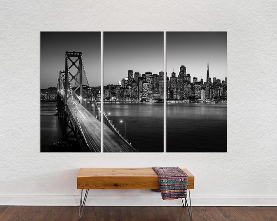 Golden Gate Bridge Black & White Canvas Print, San Francisco Wall
