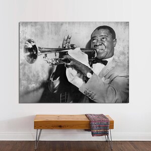 Louis Armstrong Canvas, Jazz Poster, Black and White Wall Art, Jazz Art, Music Art, Jazz Wall Decor, Concert Wall Art CANVAS Ready to Hang.