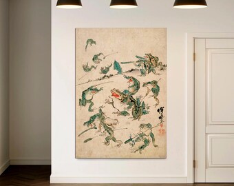 Battle of the Frogs Canvas Print – Kawanabe Kyosai Asian Art - Etsy