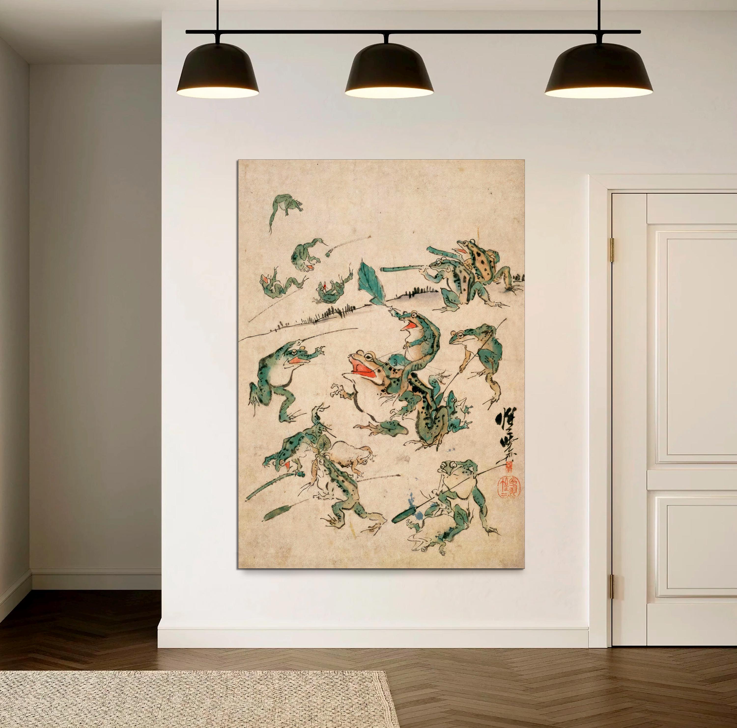 Battle of the Frogs Canvas Print – Kawanabe Kyosai Asian Art - Etsy
