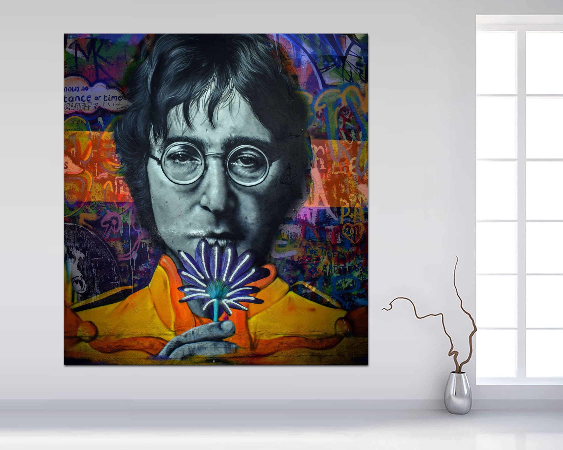 John Lennon Mural, Graffiti Street Art, Giclée Canvas Print - Etsy