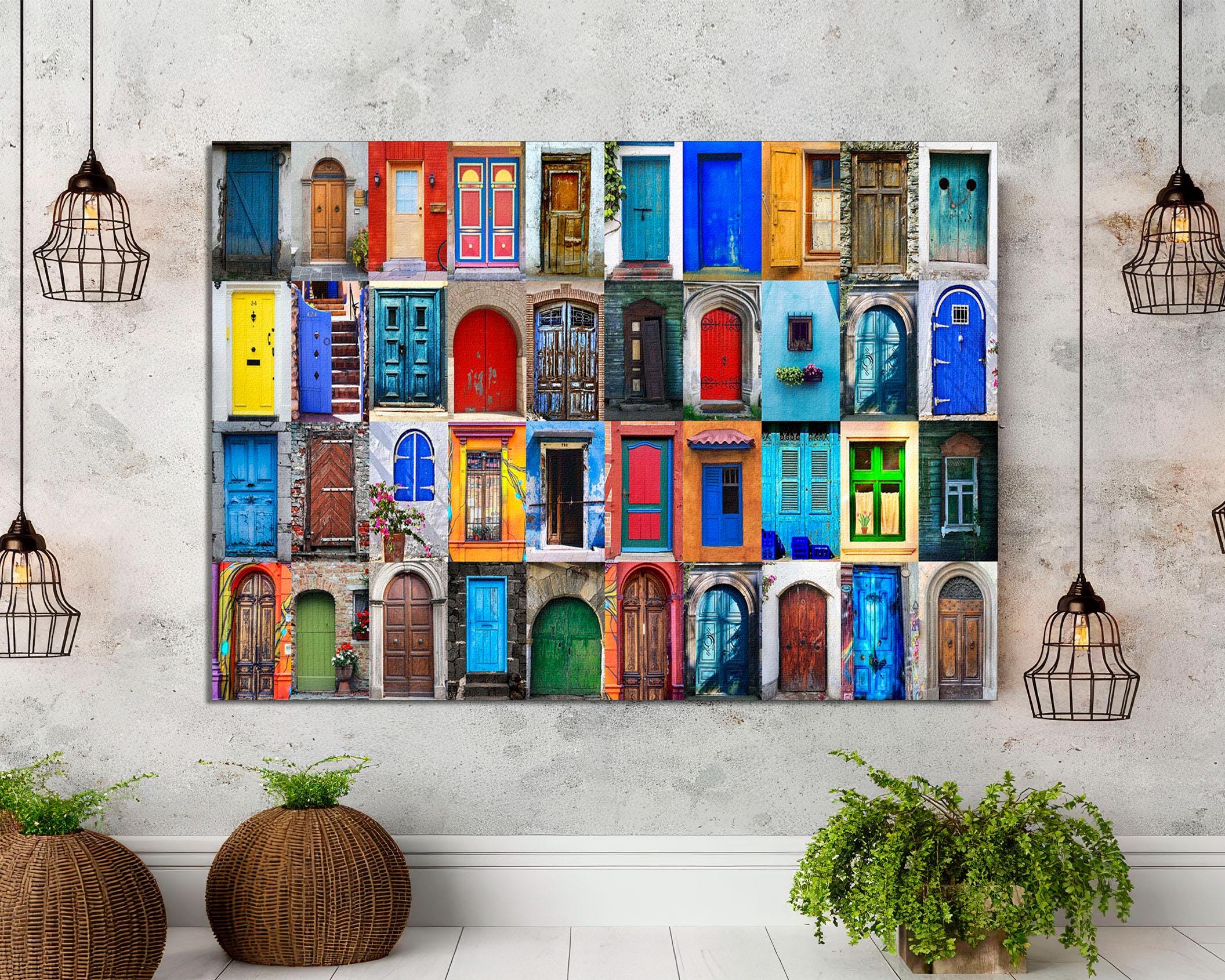 Antique Doors Collage Canvas Print, Colorful Gallery Wall Art - Etsy