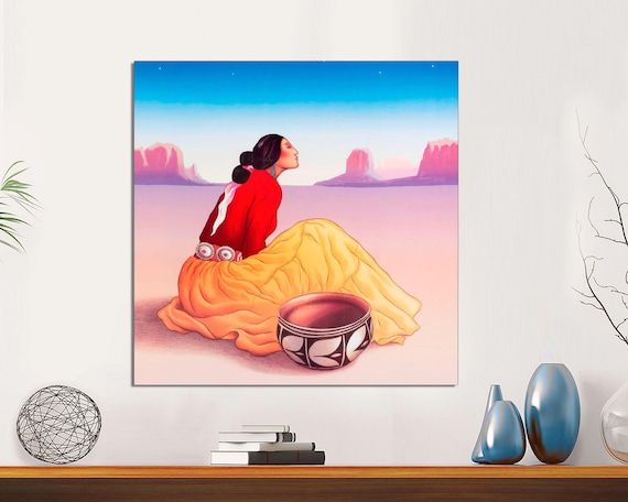 RC Gorman La Noche Canvas Print, Native American Art, Ready to Hang