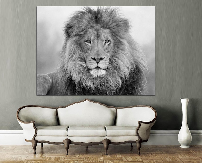Puede incluir: Una fotograf&iacute;a en blanco y negro de un le&oacute;n con una melena espesa. El le&oacute;n est&aacute; mirando directamente a la c&aacute;mara.