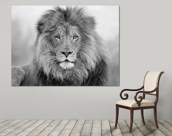 Black and White Lion wall art , canvas print, Interior design, Room Decoration, Photo gift, Lion wall art, wall art, Lion canvas print.