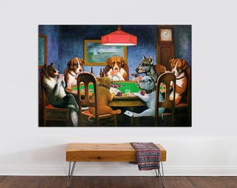Dogs Playing Poker Canvas Print, C.M. Coolidge, Ready to Hang