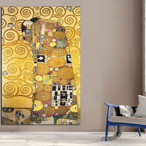 The Embrace by Gustav Klimt print on Canvas, Home Decor, Living Room art, Klimt art Reproduction, Classic Art,  Klimt  Print, READY TO HANG.