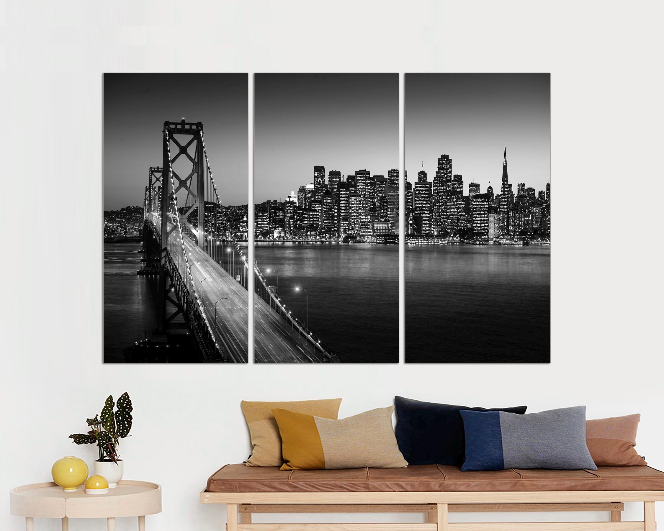 Golden Gate Bridge Black & White Canvas Print, San Francisco Wall