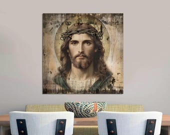 Vintage Jesus Canvas Print, Christian Wall Art, Ready to Hang