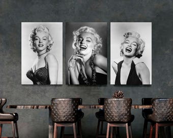 Marilyn Monroe Canvas Print Set, Hollywood Glam Art, Ready to Hang