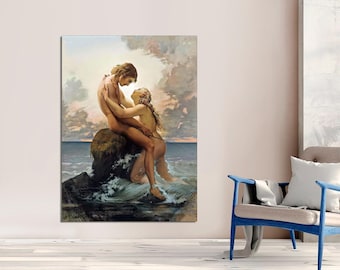 Nymph and Fisherman Canvas Print – Vintage Wall Art
