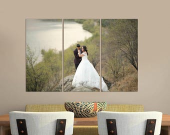 Custom 3-Panel Photo Canvas Print, Personalized Wedding Wall Art