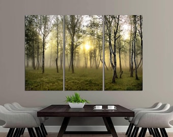 3-Panel Forest View Art, Nature Art, Forest Path At Sunset, Housewarming gift, Forest View Wall, Beauty Of Nature Art CANVAS Ready to Hang.