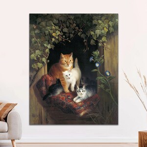 Cat with Kittens by Henriette Ronner-Knip, Large Cat Print, Cat and Kittens Wall Art, Cat Poster, Cat Lover Gift Cats in Art Ready to Hang.