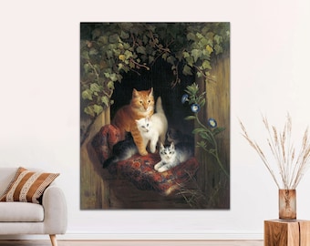 Henriette Ronner-Knip Cat with Kittens Canvas Print, Cat Lover Gift
