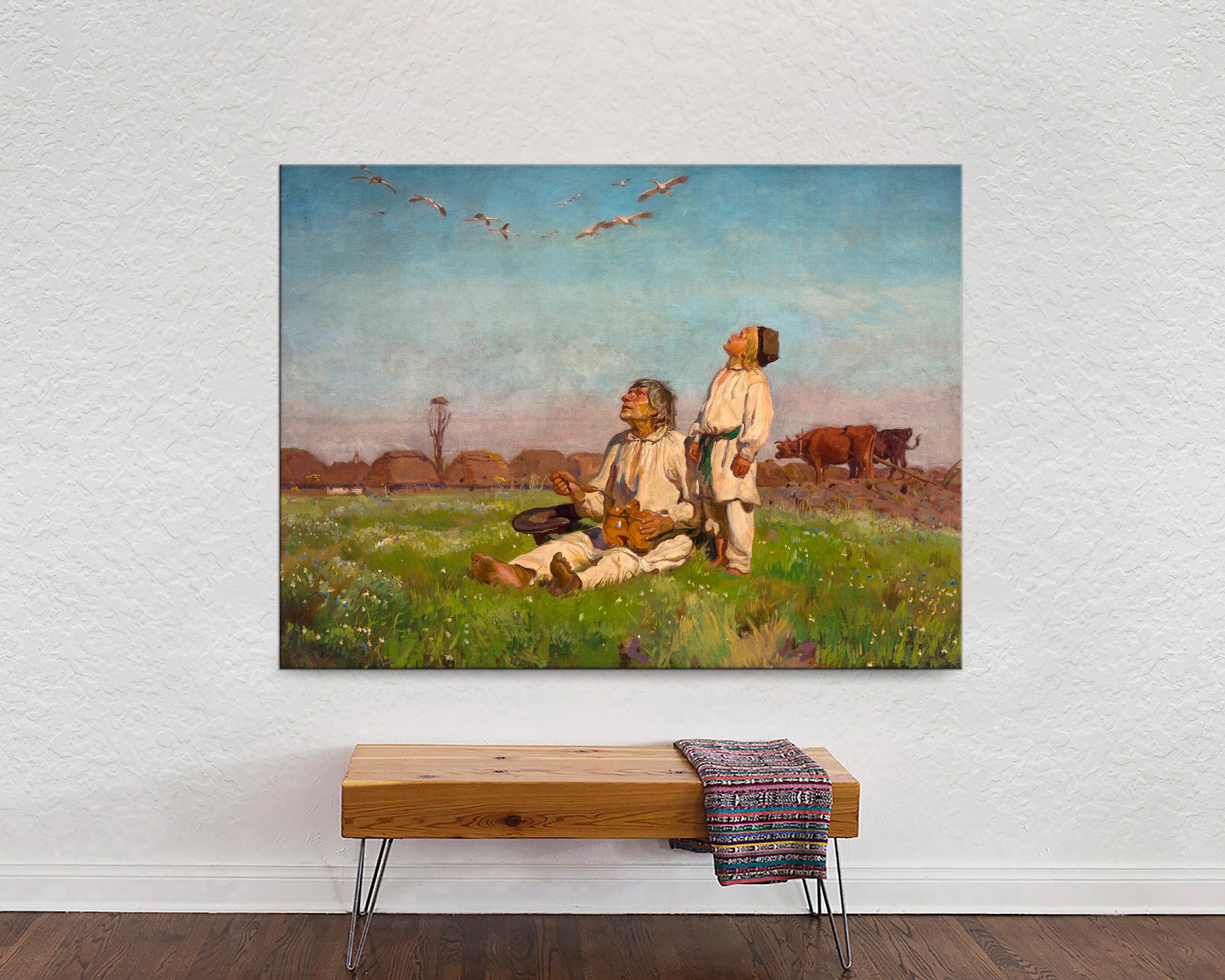 Jozef Chelmonski Bociany Storks Canvas Print, Polish Impressionism