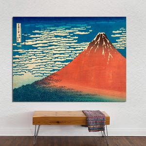 Katsushika Hokusai, Red Fuji Japanese Wall Art, Fuji Panoramic Art, Asian Cultural Art Print,Traditional Ukiyo-e Art on CANVAS Ready to Hang
