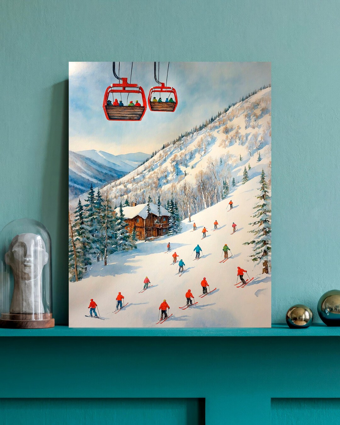 Vintage Ski Lift Canvas Wall Art, Winter Ski Slopes Decor, Retro Skiing ...