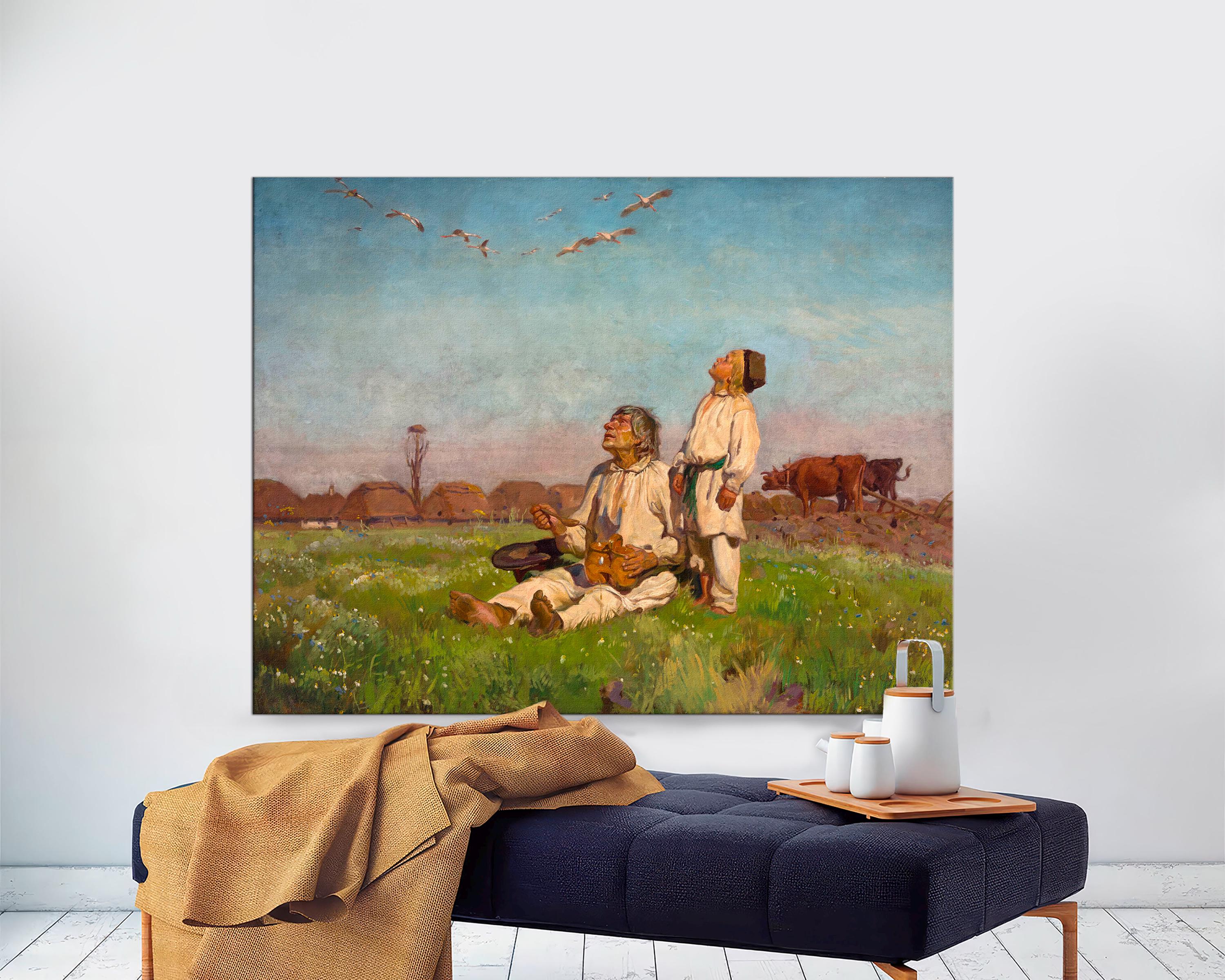 Jozef Chelmonski Bociany Storks Canvas Print, Polish Impressionism