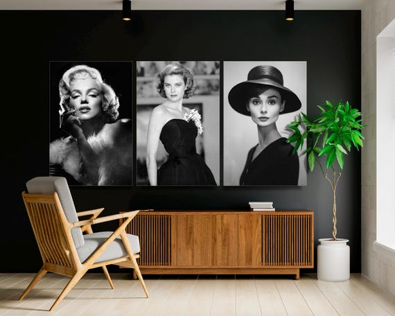 Marilyn Monroe, Audrey Hepburn, Grace Kelly Canvas Print Set