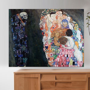 Gustav Klimt, Death and Life 1910 Gustav Klimt Canvas Wall Art Print Poster Framed Art Gift, Home Decor, Room art,Canvas Print Ready to Hang