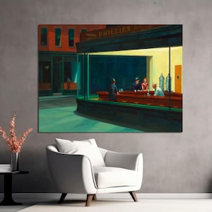 Nighthawks by Edward Hopper, Nighthawks Edward Hopper Art Print, Large Nighthawks Art, Contemporary Art Print, Wall Art CANVAS Ready to Hang