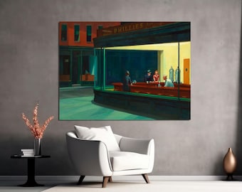 Nighthawks by Edward Hopper, Giclée Canvas Art Print, Ready to Hang