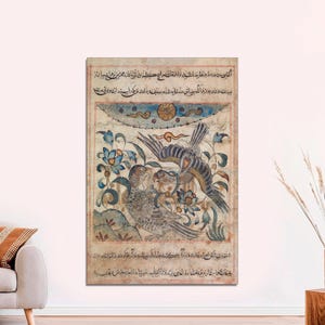Pair of Eagles, Medieval Eagle Art, Vintage Eagle Canvas Art Print, Golden Eagle Wall Art, Eagle Art Gift, Eagle Canvas Print READY to HANG.
