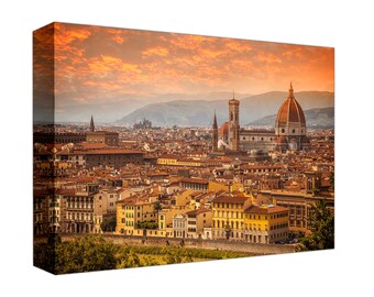 Ready to Hang, Florence Art, Firenze Sunset Aerial Cityscape