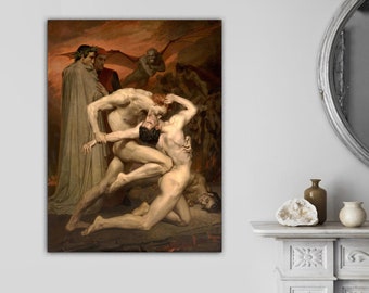Bouguereau Dante and Virgil in Hell, Vintage Canvas Art Print, Ready to Hang