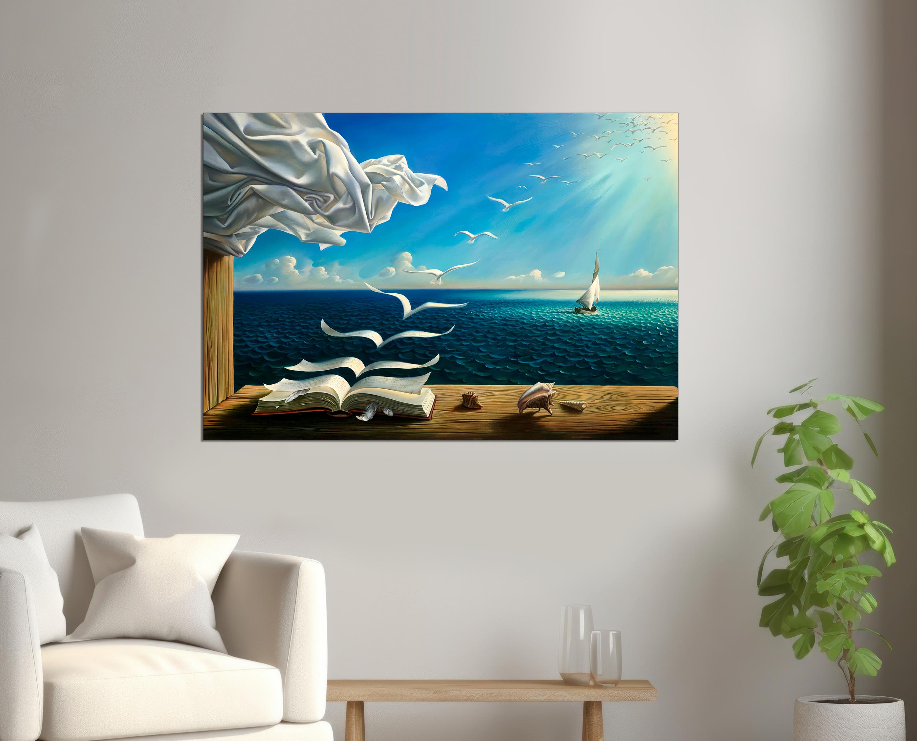 Salvador Dali 'book to Birds' Surreal Canvas Print, Ready to Hang