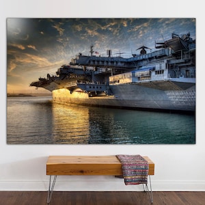 Uss Midway Aircraft Carrier Canvas Wall Art Design, Poster Print Decor for Home & Office Decoration, Military wall art Canvas Ready to Hang.