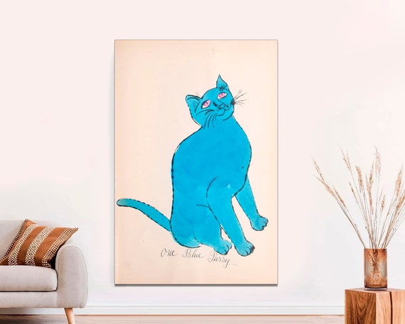 Warhol Blue Cat Pop Art, Vintage Canvas Print, Ready to Hang - Etsy