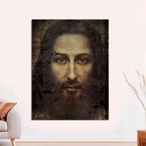 CANVAS Ready to Hang Shroud of Turin Real Face of Jesus Christ, Jesus Picture, Christ Picture, Canvas of Jesus Christian Jesus Face Canvas.