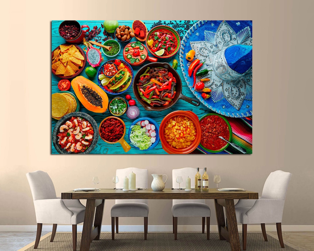 Mexican Food Mix Background, Restaurant Wall Decor, Mexican Food Wall