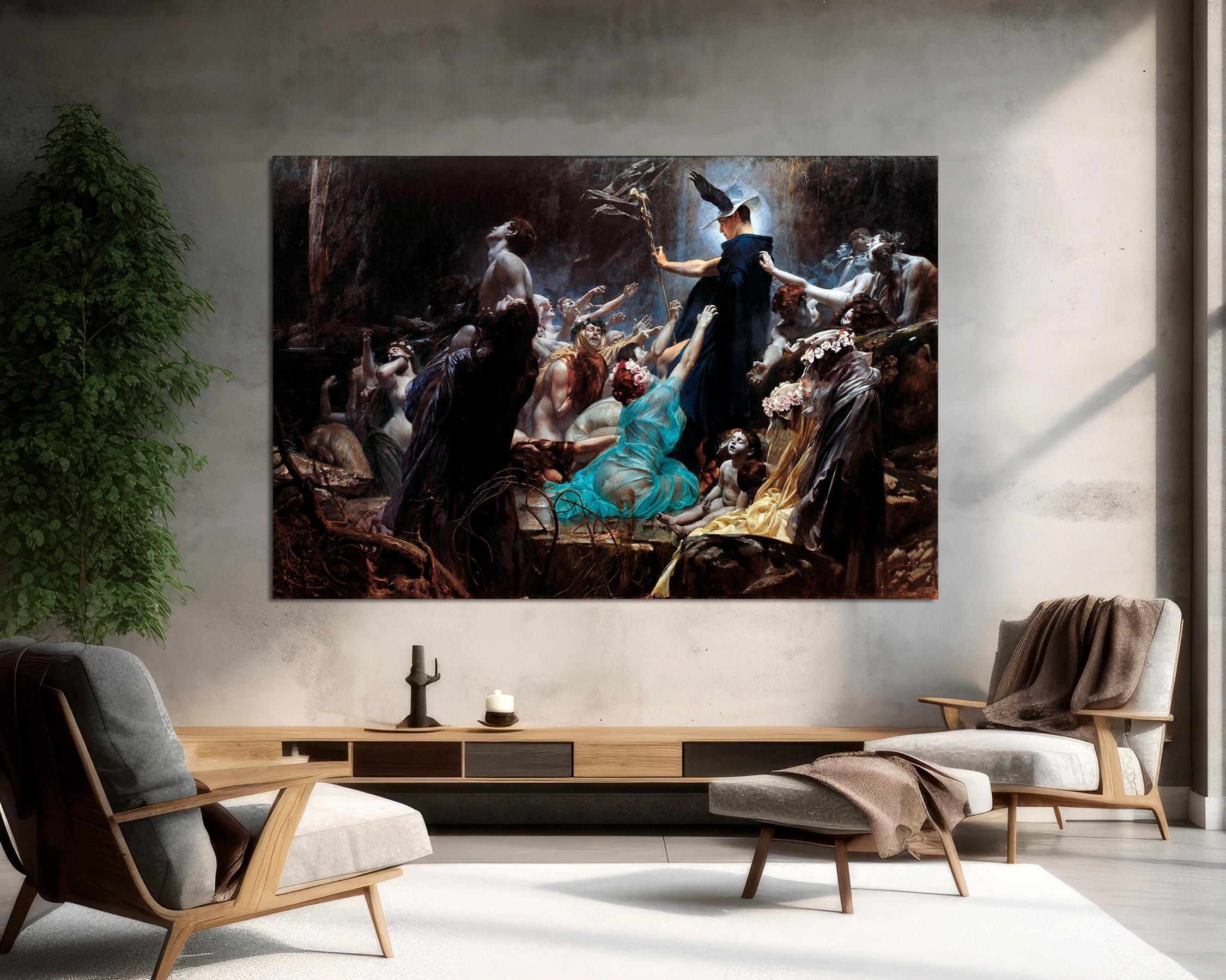 Hiremy Hirschl Witchy Art Print, Gothic Home Decor, Ready to Hang