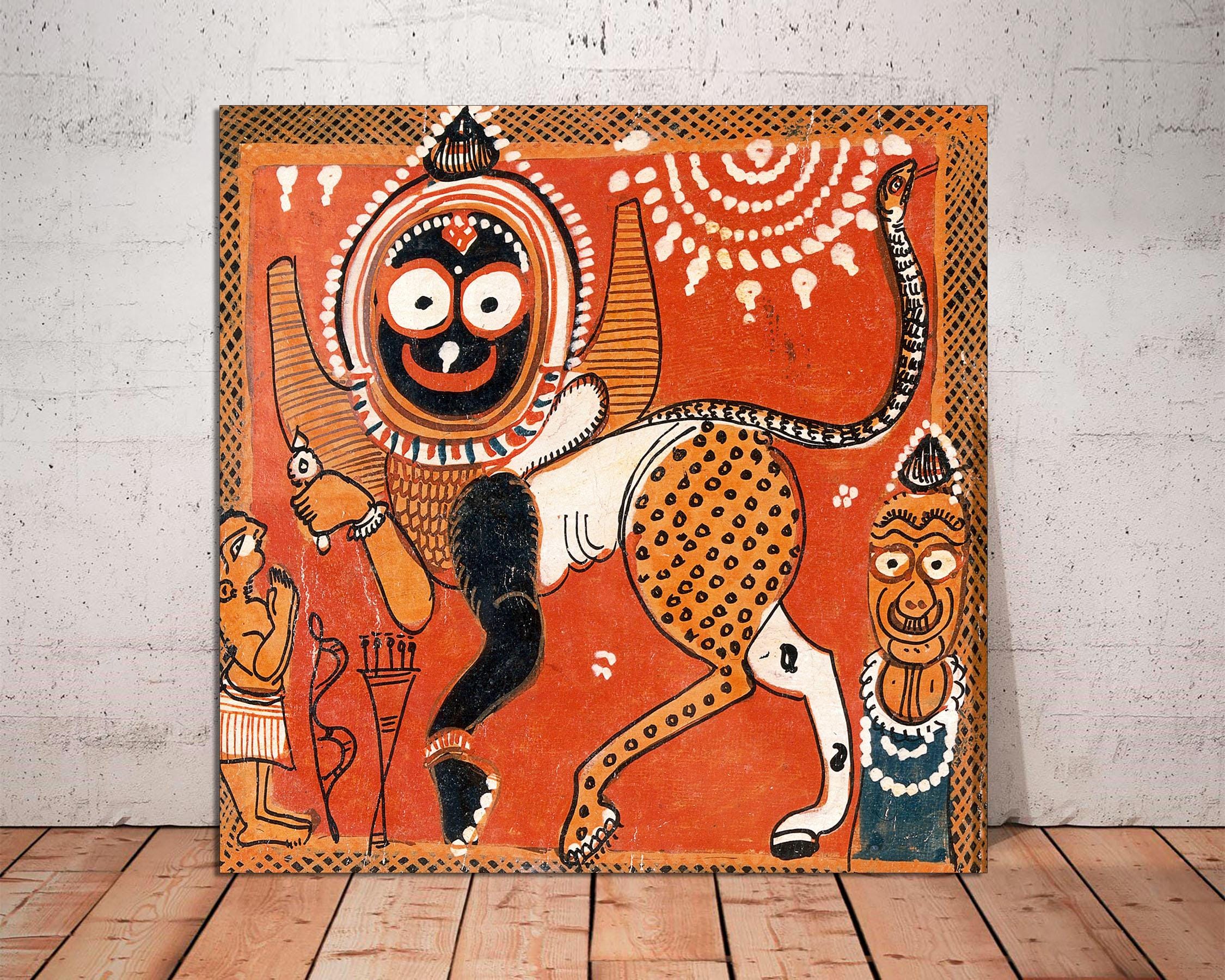 Lord Jagannath Canvas Print, Indian Folk Art, Hare Krishna Gift