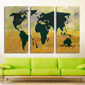 Abstract World Map Canvas Print, Split Panel Wall Art - Etsy